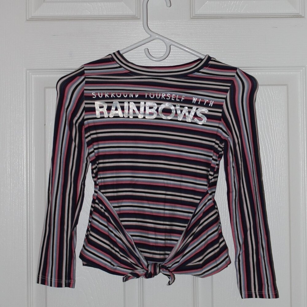 Ransom Girl Striped Surround Yourself With Rainbows Long Sleeve